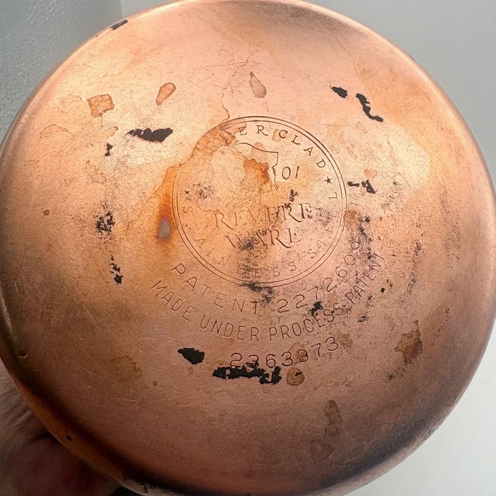 Vintage Revere Ware Copper Clad Stainless Steel Coffee Percolator Pot Lid 1801